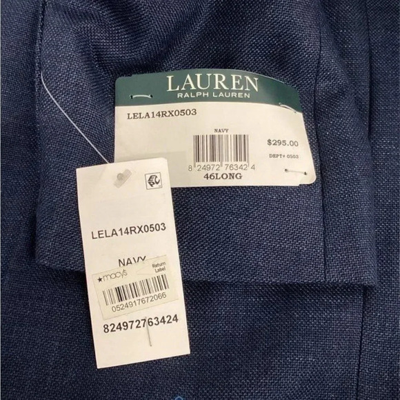 Nwt Lauren‎ Ralph Lauren Mens Blue Classic Two Button Sport Coat Size 46 Long - Picture 2 of 5